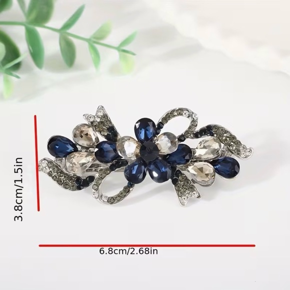 Rhinestone Embellished Barrette Hair Clip Barrette Gorgeous New Modern - Picture 3 of 4